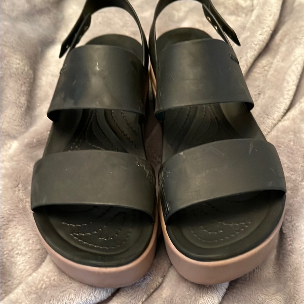 CROCS Women's Black and Tan Sandals